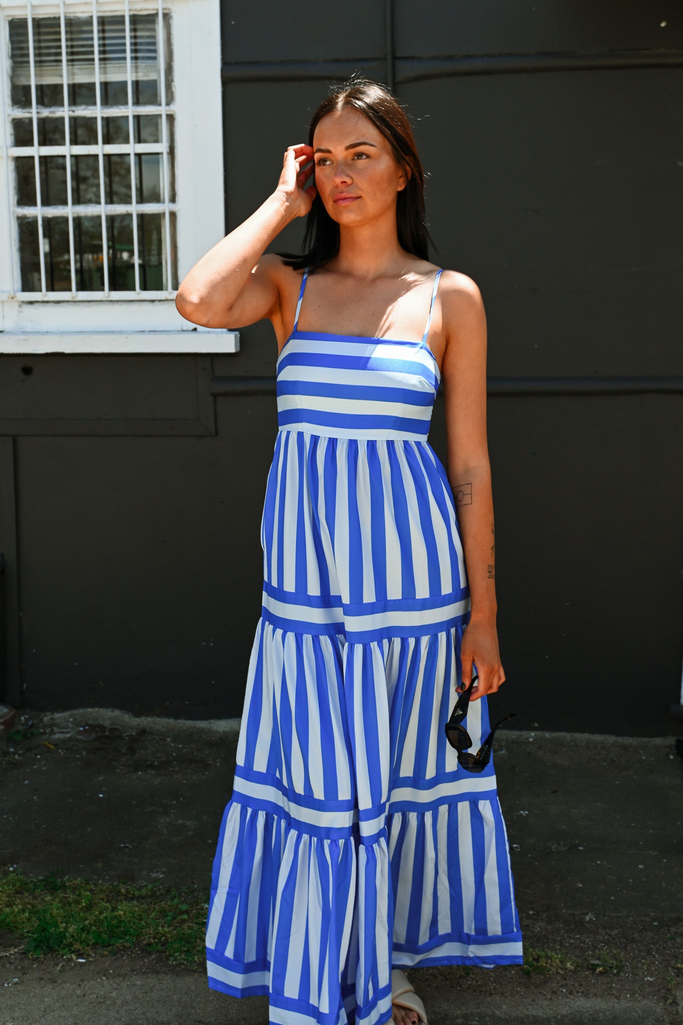 Candy Blue Stripe Maxi Dress