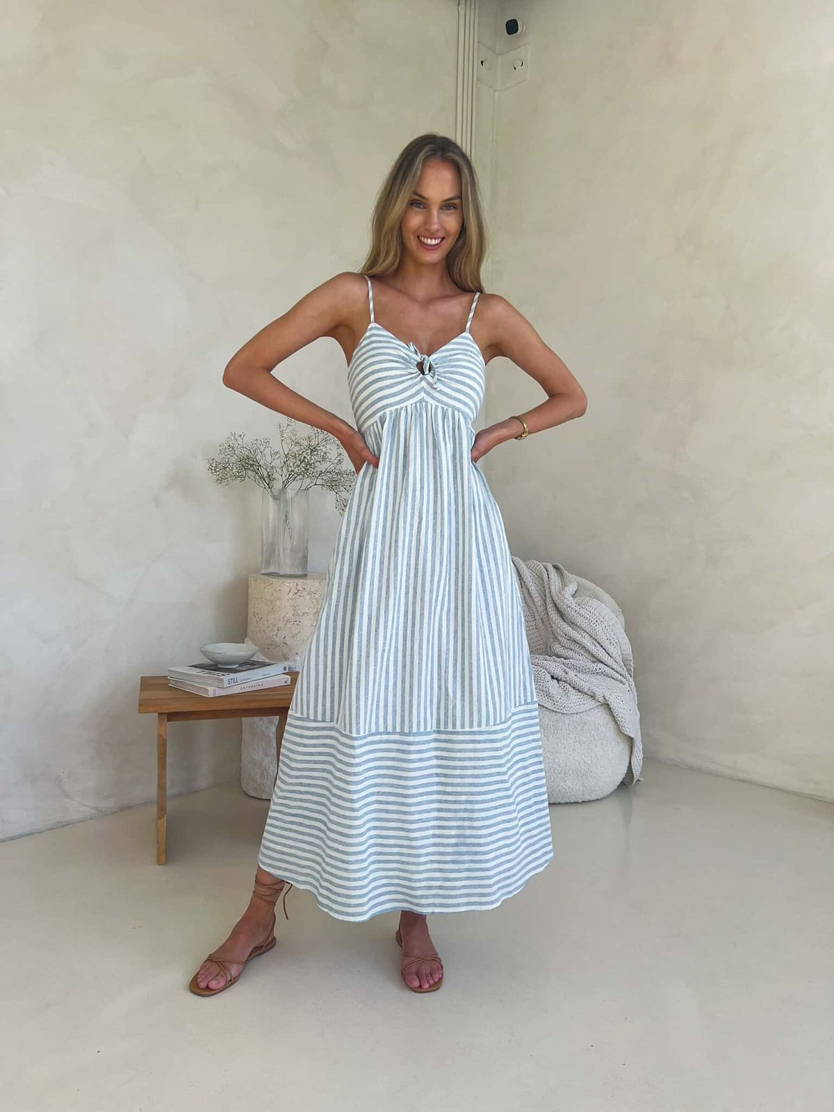 Sunset Maxi Dress - Blue & White Stripe