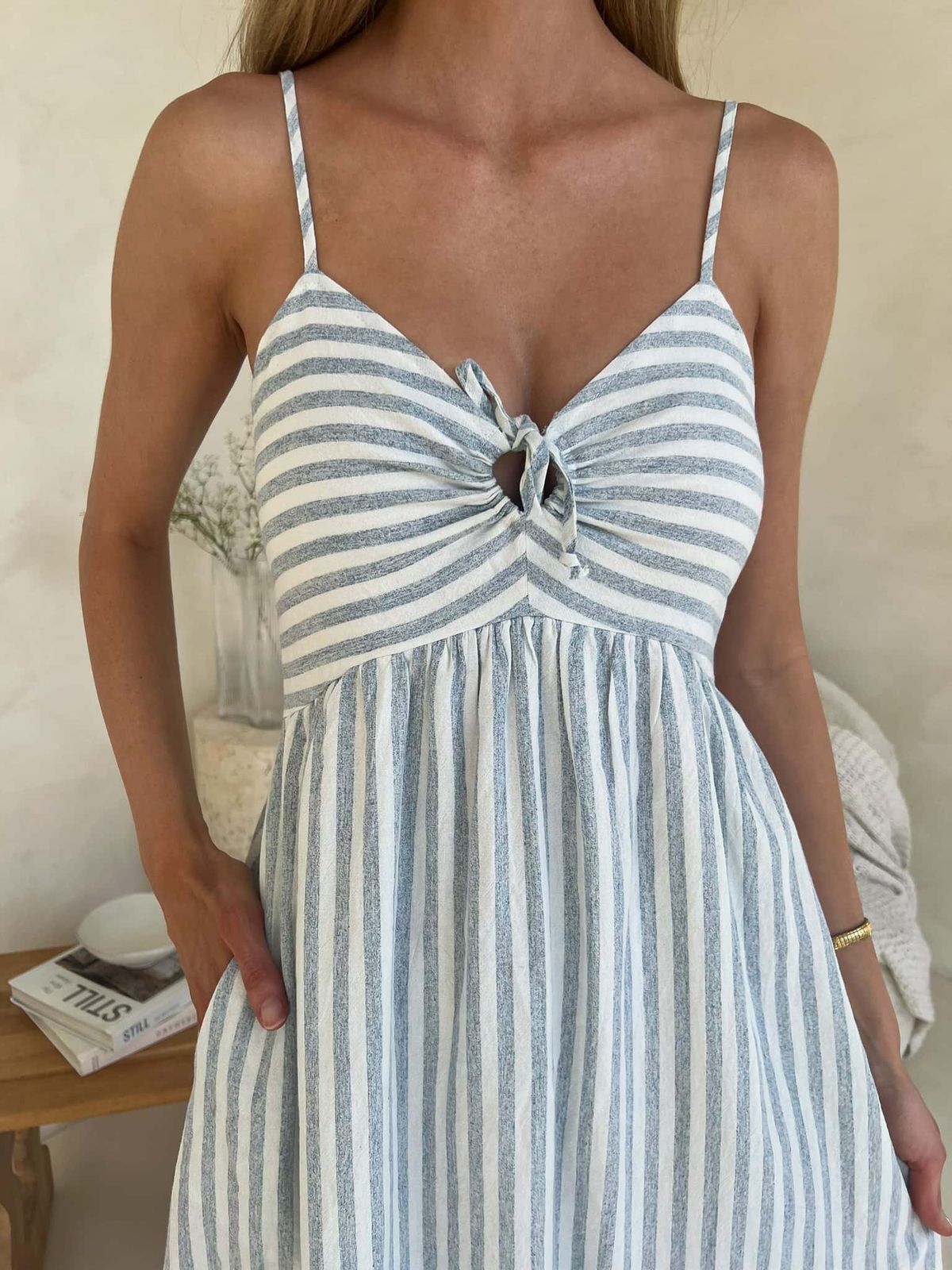 Sunset Maxi Dress - Blue & White Stripe
