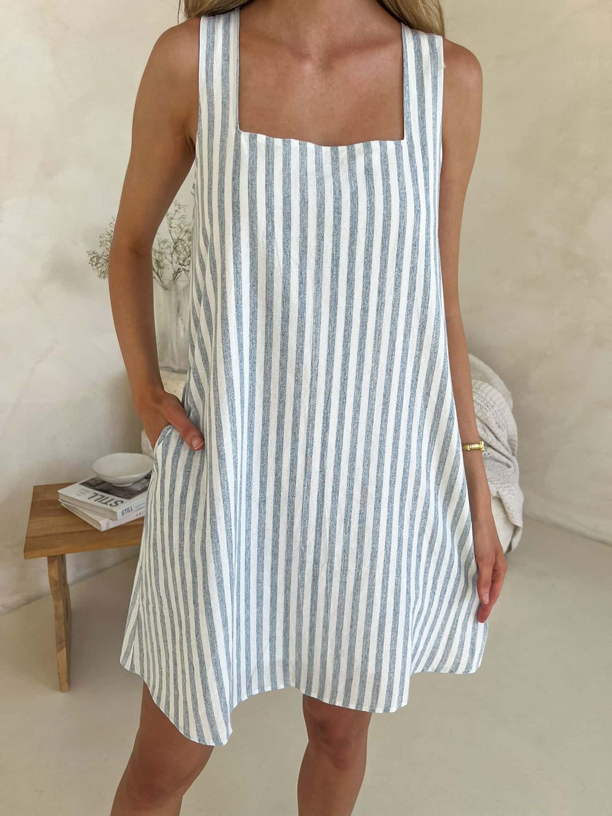 Frankie Dress - Blue & White Stripe