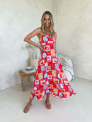 Indigo Maxi Dress - Travel Tales Red Print