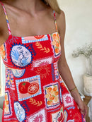 Indigo Maxi Dress - Travel Tales Red Print