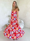 Indigo Maxi Dress - Travel Tales Red Print