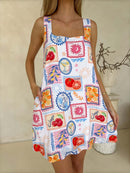 Frankie Dress - Travel Tales White Print