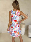 Frankie Dress - Travel Tales White Print