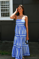 Candy Blue Stripe Maxi Dress