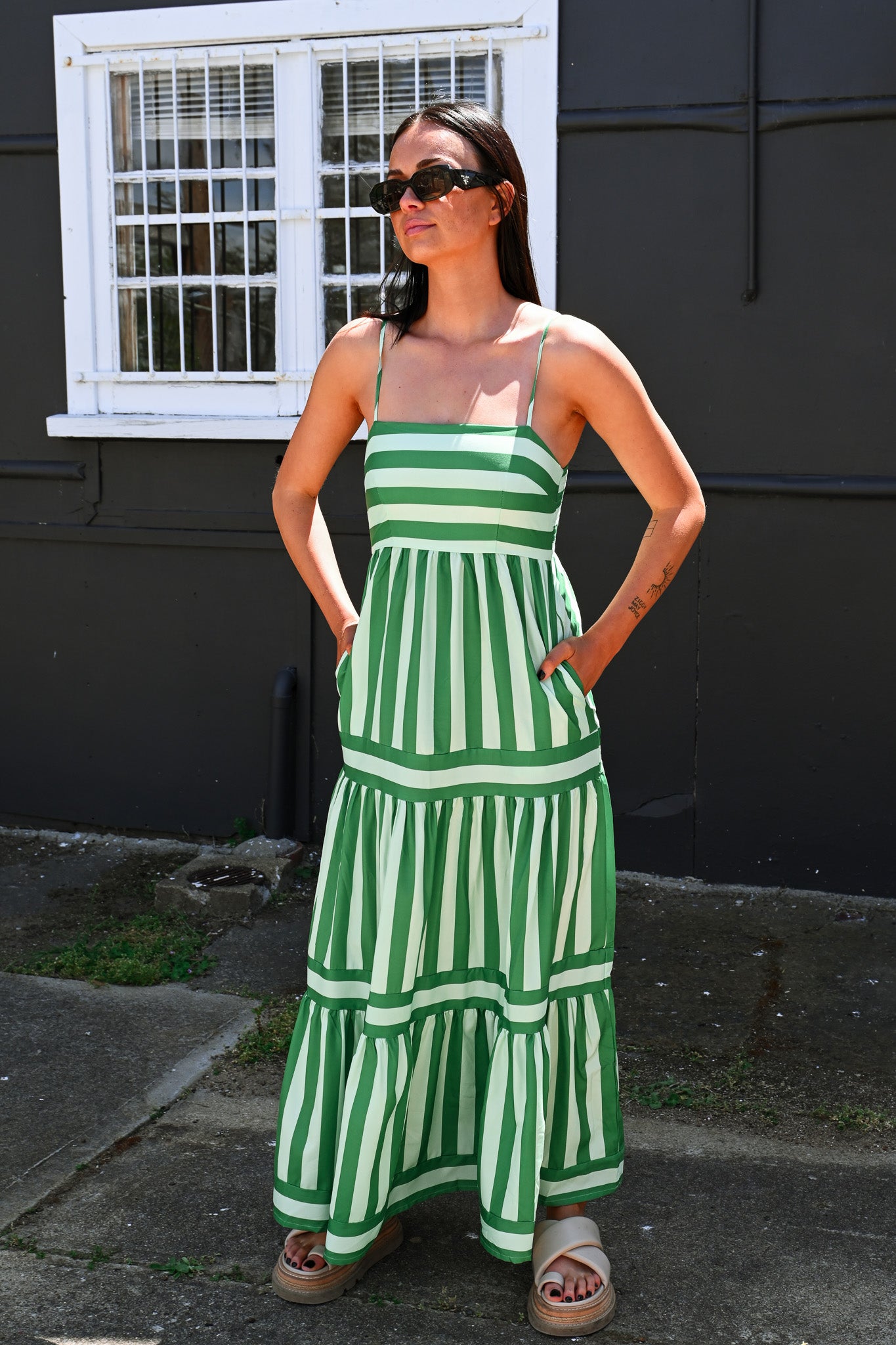 Candy Green Stripe Maxi Dress