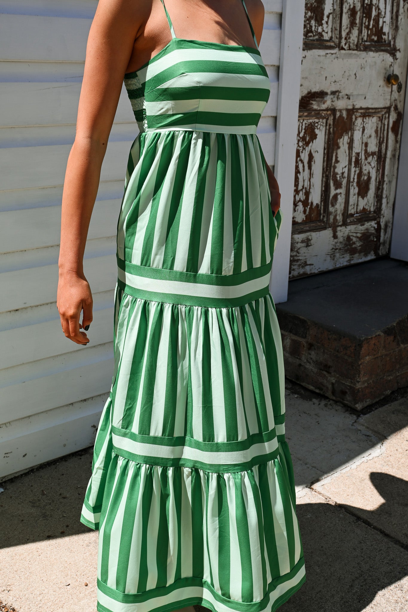 Candy Green Stripe Maxi Dress