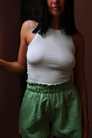 Linen Paperbag Waist Shorts