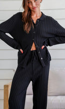Black button up knit jumper