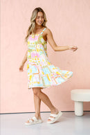 Miami Palm Strap Tier Dress